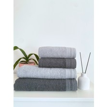 Towboo Eco-Friendly 4'lü Pamuklu Banyo Hamam Seti (Koyu Gri, Açık Gri)