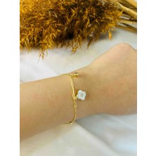 Lumiera Silver 925 Ayar Gümüş Kadın Künye / Bilekliği - Gold Renk Şans Detaylı