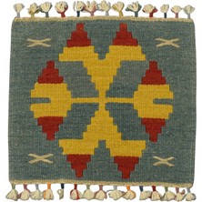 Kilim Antik El Dokuma Kare Köşe Sandalye Minderi Pınarbaşı Kayseri Yün Kilim 0852 - Yeni - Çok Renkli