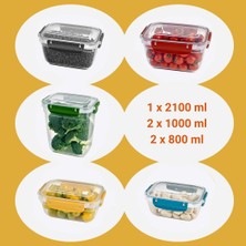 Eynel %100 Hava Geçirmez Iç Içe Geçebilen Saklama Kabı Seti Contalı Kapak Su Sızdırmaz Kapaklı Gıda Saklama Takımı Erzak Meyve Kutusu Kuruyemiş Bakliyat Kap