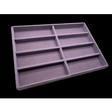 Megass Dekor New York Model Süet Süet Kumaş Lila Renk 34/24 cm Bölmeli Çekmece Içi Gözlük Standı