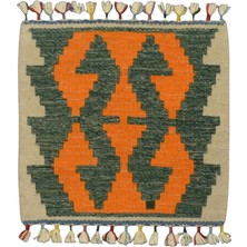 Kilim Antik El Dokuma Kare Köşe Sandalye Minderi Pınarbaşı Kayseri Yün Kilim 0868 - Yeni - Çok Renkli