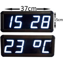 SANEC Dijital Duvar Saat ve Derece (Termometre) (Kasa Ölçüsü: 15X37 cm - Beyaz)