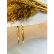Generic 925 Ayar Gümüş Kadın Bilezik - Gold Renk Ajda Model (No:64)
