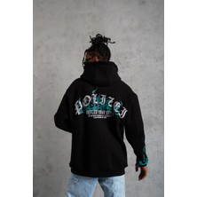 Velmora Fashion Erkek Üç Iplik Içi Pamuklu Alev Baskılı Kapüşonlu Sweatshirt - Siyah