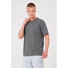 Velmora Fashion Erkek 24/1 Düz A Kalite Oversize T-Shirt - Antrasit