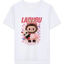 Velmora Fashion Kız Labubu Çocuk Baskılı T-Shirt - Beyaz