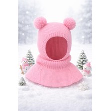 Meriç Bebe Kız-Erkek Çocuk Ponponlu Dikişsiz Lüx Triko Balaklava Bere Kar Maskesi