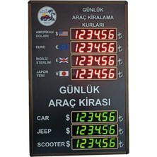 sanec rent a car  ve döviz panosu (kasa ölçüsü: 70x45 cm)