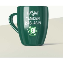 Yeşilay Hayat Yeniden Başlasın Çalar Saat Mottolu Yeşil Seramik Kupa