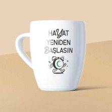 Yeşilay Hayat Yeniden Başlasın Çalar Saat Mottolu Beyaz Seramik Kupa