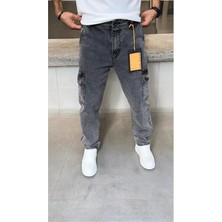 Neva Shop Erkek Koyu Füme Kargo Baggy Jean
