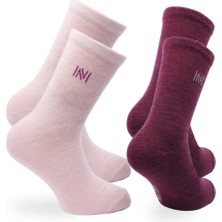 Norfolk Helsinki Ince Örgü Merinos Yünü Günlük Çocuk Çorabı 2'li Paket Pembe