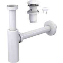 Suera Moon Ayarlanabilir Lavabo Sifonu + Elixir Pop-Up Set (Mat Beyaz- Taşma Delikli)