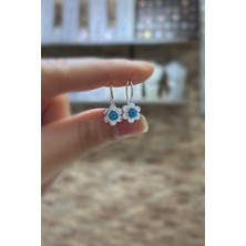 Erer Gümüş Gümüş Firuze Taşlı Çiçek Model Çocuk Küpesi