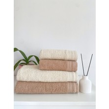 Towboo Eco-Friendly 4'lü Pamuklu Banyo Hamam Seti (Açık Kahve, Bej)