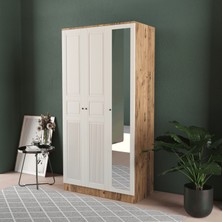 T&B Nil 3 Kapaklı Eko Bazalı Gardırop - Mdf Kapak