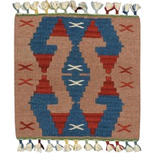 Kilim Antik El Dokuma Kare Köşe Sandalye Minderi Pınarbaşı Kayseri Yün Kilim 0869 - Yeni - Çok Renkli