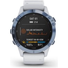 Garmin Fenix 6 Pro Solar Mineral Mavisi Titanyum Multispor Gps Akıllı Saat - Beyaz Kayış