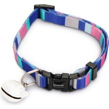 Lvsqvr Beeztees Kedi Boyun Tasması, Zilli, Renkli Çizgili, 20-30CM