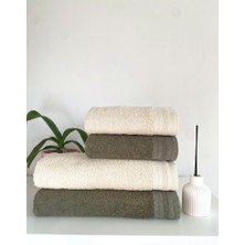 Towboo Eco-Friendly 4'lü Pamuklu Banyo Hamam Seti (Haki, Bej)