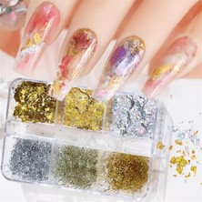Ellea Nail 6'lı Gold ve Gümüş Parçalı Folyo Seti