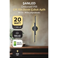 ŞANLED Dekoratif 20W Iç Mekan Siyah Kasa Gün Işığı 60 cm Duvar Aplik Pilli 1 Adet