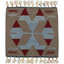 Kilim Antik El Dokuma Kare Köşe Sandalye Minderi Pınarbaşı Kayseri Yün Kilim 0860 - Yeni - Çok Renkli