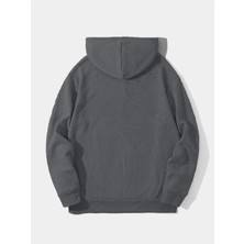 Velmora Fashion Erkek Düz Kapüşonlu Sweat - Füme