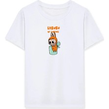Velmora Fashion Kız Labubu Çocuk Baskılı T-Shirt - Beyaz
