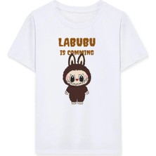 Velmora Fashion Kız Labubu Çocuk Baskılı T-Shirt - Beyaz
