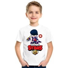 Velmora Fashion Unisex Bisiklet Yaka Kısa Kol Baskılı Çocuk T-Shirt - Beyaz