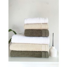 Towboo Eco-Friendly 6'lı Pamuklu Aile Banyo Seti (Haki, Bej, Beyaz)