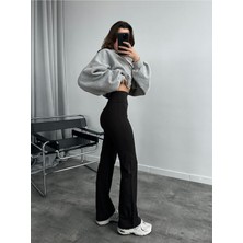 Eveda Ispanyol Siyah Tayt Dalgıç Kumaş Yuksek Bel