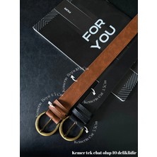 Fiori 2'li Oval Tokalı Antik Kadın Pantolon Kemeri, Ceket Kemeri, Gömlek Kemeri, Elbise Kemeri