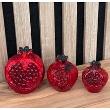 Üçlü Dekoratif Nar Biblo Mermer Dokulu, El Yapımı, Solmaz-Kırılmaz Myk Hediye ve Sanat Atölyesi