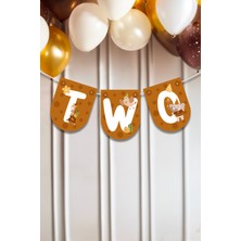 Niksy Design Two Boho Parti Hayvanları Temalı 2 Yaş Banner Parti Süsü