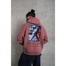 Silerra Erkek Astronot Baskılı Kapüşonlu Sweat - Gül Kurusu