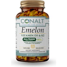 Conalt Emelon Vıtamın D3K2 – Patentli D3 (1000 Iu) ve K2 (50 Mcg) Içeren Premium Takviye (60 Softgel)