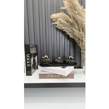 YNSK El Yapımı 3 Lü Dekoratif Seramik Kabak Seti Tepsili