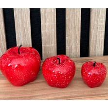 Üçlü Dekoratif Elma Biblo Mermer Dokulu, El Yapımı, Solmaz-Kırılmaz Myk Hediye ve Sanat Atölyesi