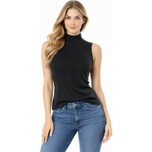 Süsen Lingerie Kadın Sıfır Kollu Siyah Günlük Boğazlı Atlet, Kadın Atlet