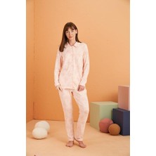 Pjs Kadın Pembe Uzun Kol Pijama Takımı 28058