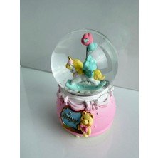 Bumelo Beyaz Unicorn Orta Boy Müzikli ve Işıklı Kar Küresi