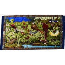 Kilim Antik Orman Tasvirli Papağan Kuş Temalı Duvar Halısı 0829 - Yeni - Çok Renkli