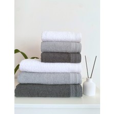 Towboo Eco-Friendly 6'lı Pamuklu Aile Banyo Seti (Koyu Gri, Açık Gri, Beyaz)