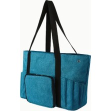 Yumakça Örgü Çantası, Çok Amaçlı El Çantası, Organizer Çanta Mavi LE29