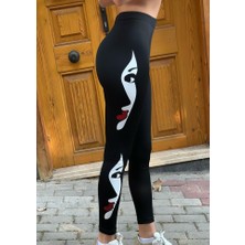 Wmpulse Kadın Yüz Baskılı Dalgıç Kumaş Tayt