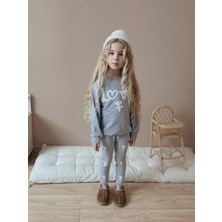 bebexy Love Yazılı Kalp Desenli Alt Üst Takım Gri