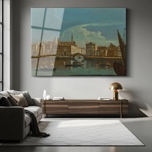 GülsenArt Canaletto Venedik Kanalı Su Resmi Temperli Cam Tablo Duvar Tablosu Dekoratif Tablo